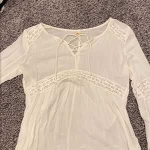 White Lace up Blouse
